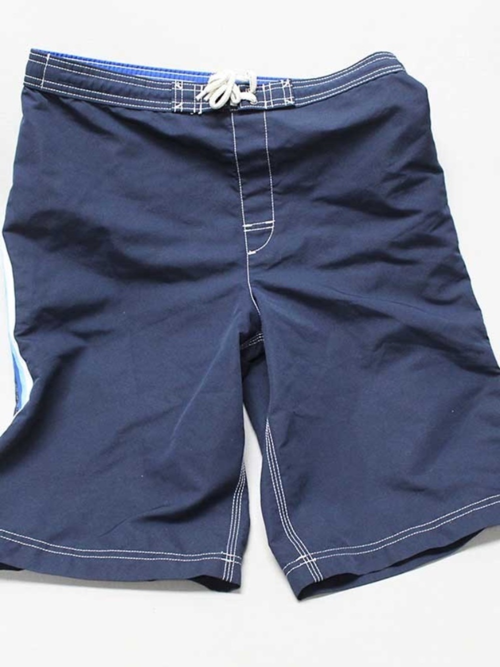 Lands’ End Boys L 14-16 Navy Board Shorts Swim Trunks Drawstring Mesh Lined